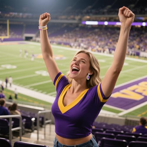 YAHPERN Game Day Bracelets for Women Beaded Football Bracelets Stackable Ball Bead Heishi Stretch Bracelets Game Day Outfits Accessories Sport Team Spirit Bracelets Football Jewelry Party Gifts2