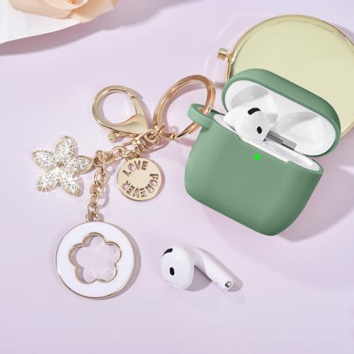 Image of Case for Apple Airpods 4 - VISOOM Airpods 4 Cases 2024 Cover Women Anti-Drop Silicone iPods 4 Earbuds Wireless Accessorie Charging Cases Girl Bling Keychain for Airpod iPods 4th Generation