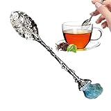 Crystal Spoons for Coffee - Decorative Carved Dessert Spoons | Crystal Rough Stone Spoon Coffee Teaspoon, Drink Stirring Spoon for Espresso, Ice Cream, Tea, Dessert