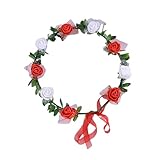Diadema elástica para el pelo con diseño de rosas, para decoración del cabello, corona floral para viajes en la playa o festivales de música