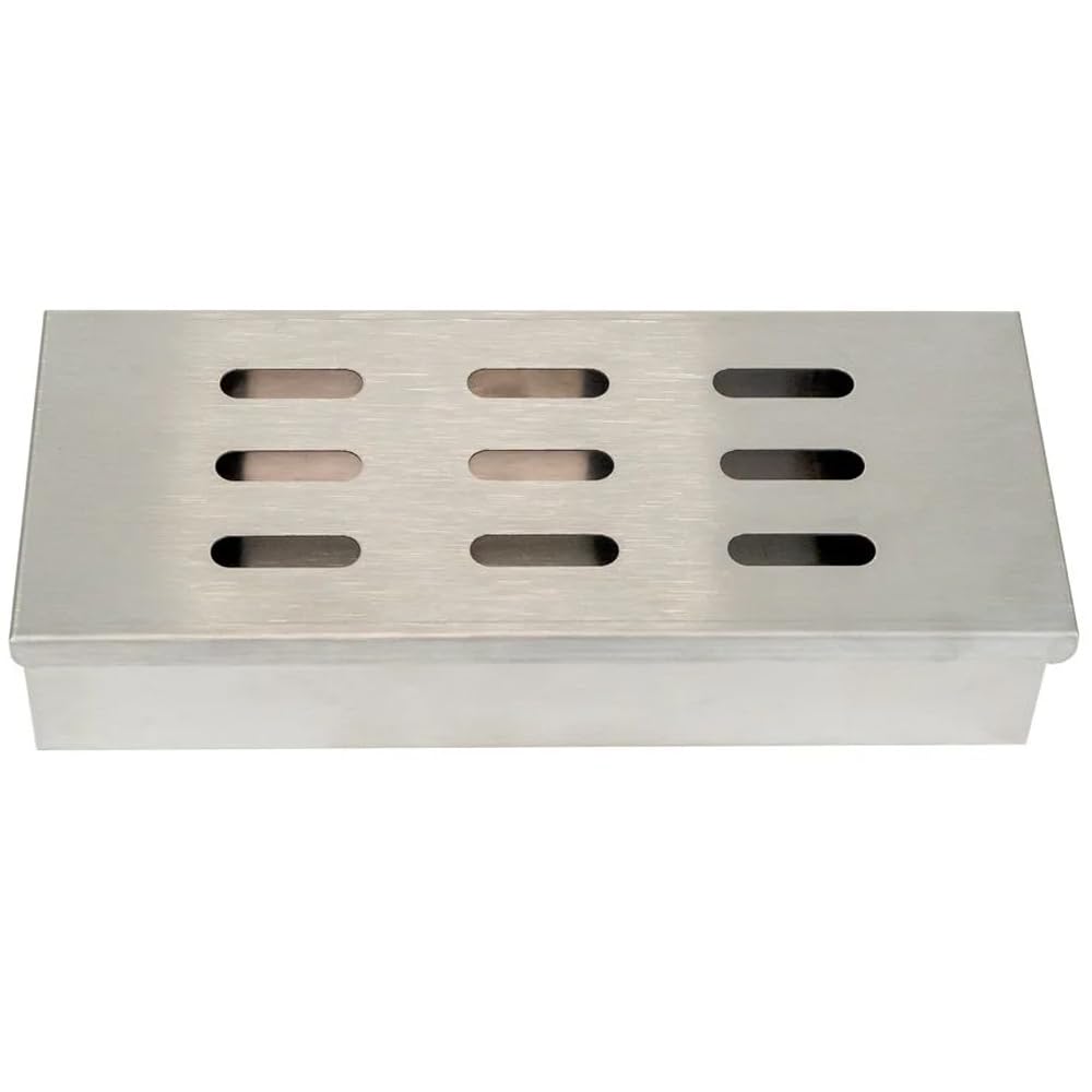 ITA Räucherbox aus Edelstahl - Rostfreie Smokerbox für Raucharoma im Gasgrill Kohlegrill Kugelgrill mit Räucherchips und Holzpellets - Universal Räucher Smoker Box