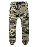 YOUNGSOUL Jungen Gefütterte Cargohose - Camouflage Jogginghose Kinder - Thermohose Kleinkindr Winter mit Gummizug, Gelb Regular, Größe 140/128-134