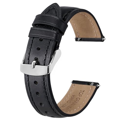 BISONSTRAP Retro Leather Watch Straps for Men, Oil Waxed Calfskin Replacement Band, Quick Release, Band Width 18mm 19mm 20mm 22mm