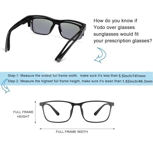 Image of yodo Fit Over Glasses Sunglasses with Polarized Lenses for Men and Women,Black Frame /Green Mirrored Lens