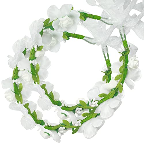Flower Crown Headband Rattan Vine Wreath Garland Floral Wedding Bridal Hair Hoop Leaf Ribbon Party Decoration Headdress Headwear Christmas Handmade Headpiece Girls Kids Hair Accessories 2 Pack White Flower Crown Headband Rattan Vine Wreath Garland Floral Wedding Bridal Hair Hoop Leaf Ribbon Party Decoration Headdress Headwear Christmas Handmade Headpiece Girls Kids Hair Accessories 2 Pack White
