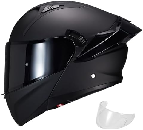 JQF Gear Modular Motorcycle Helmet Dual Visor Flip Up Full Face Helmets SJ-809 DOT Approved for Adults Men Women (SJ-809 Matte Black, M)