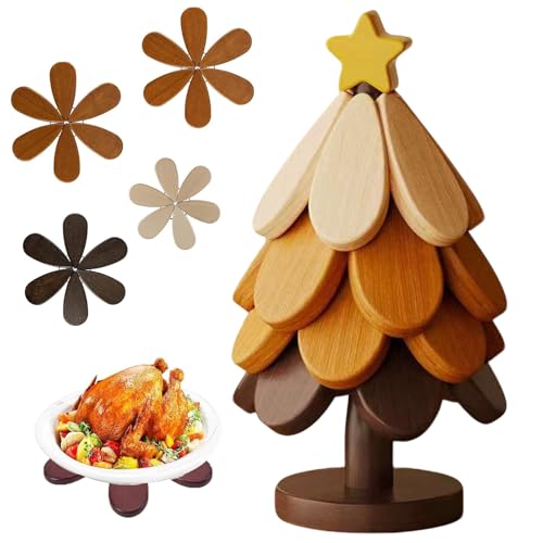 Sottopentola Design: La Classifica dei Più Venduti nel 2025 10 VELAJA Sottopentola in Legno Forma Albero di Natale, Set di 4 Sottopentola Pieghevoli per Pentole e Padelle Calde con Stella, Protezione per Tavoli, Accessorio da Cucina Decorativo