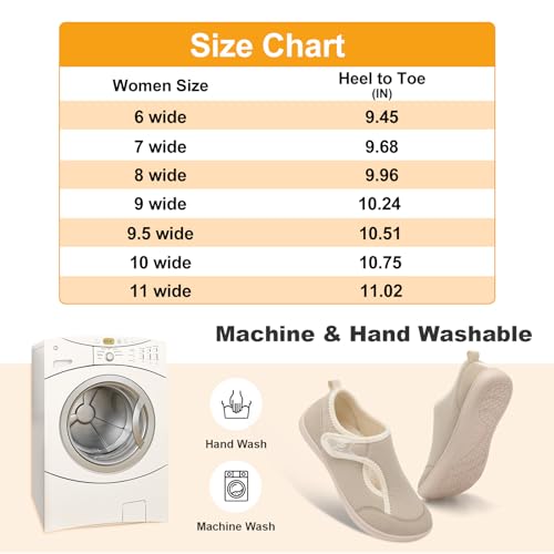 LeIsfIt Womens Slippers Wide Diabetic Shoes Adjustable Walking Shoes Arthritis Edema House Shoes Indoor Outdoor Slippers