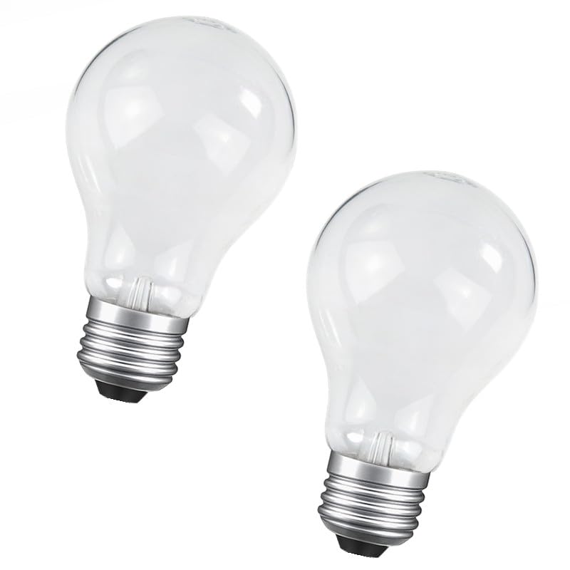 NABKRA 60 Watt Incandescent Light Bulbs A19 60W Incandescent Bulb Shatter Resistant Rough Service Light Bulb (2 Pack) (2)