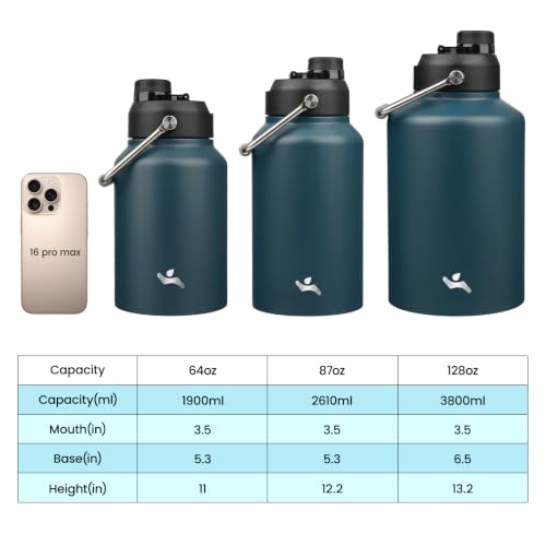 Image of Konokyo 64 oz Insulated Stainless Steel Water Bottle Jug with Handle