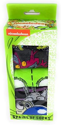 Nickelodeon Ren & Stimpy, Hey Arnold, Rugrats, Aahhh Real Monsters 5-pack Adult Low Cuts Socks, Shoe Size 6-12