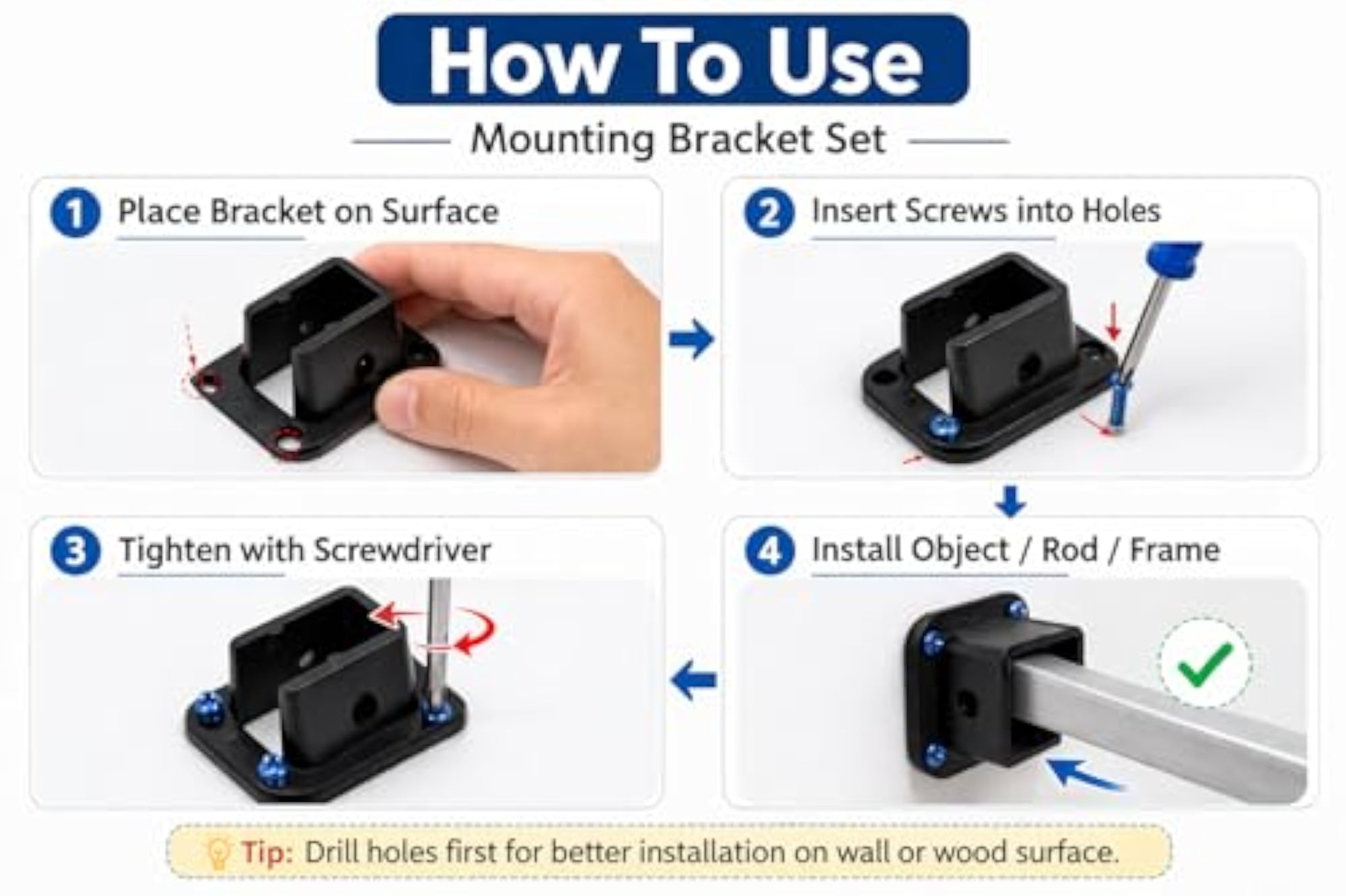 Foldable Laptop Table Leg Mounts, Heavy Duty Plastic Brackets