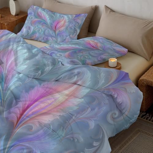 Housse de couette 200x200 bleu clair à motif cachemire pour lit 2 personnes