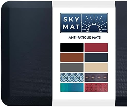 Sky Solutions Anti Fatigue Mat - 3/4" Cushioned Kitchen Rug and Standing Desk Mat & Garage - Non Slip, Waterproof and Stain Resistant (24" x 70", Dark Blue)