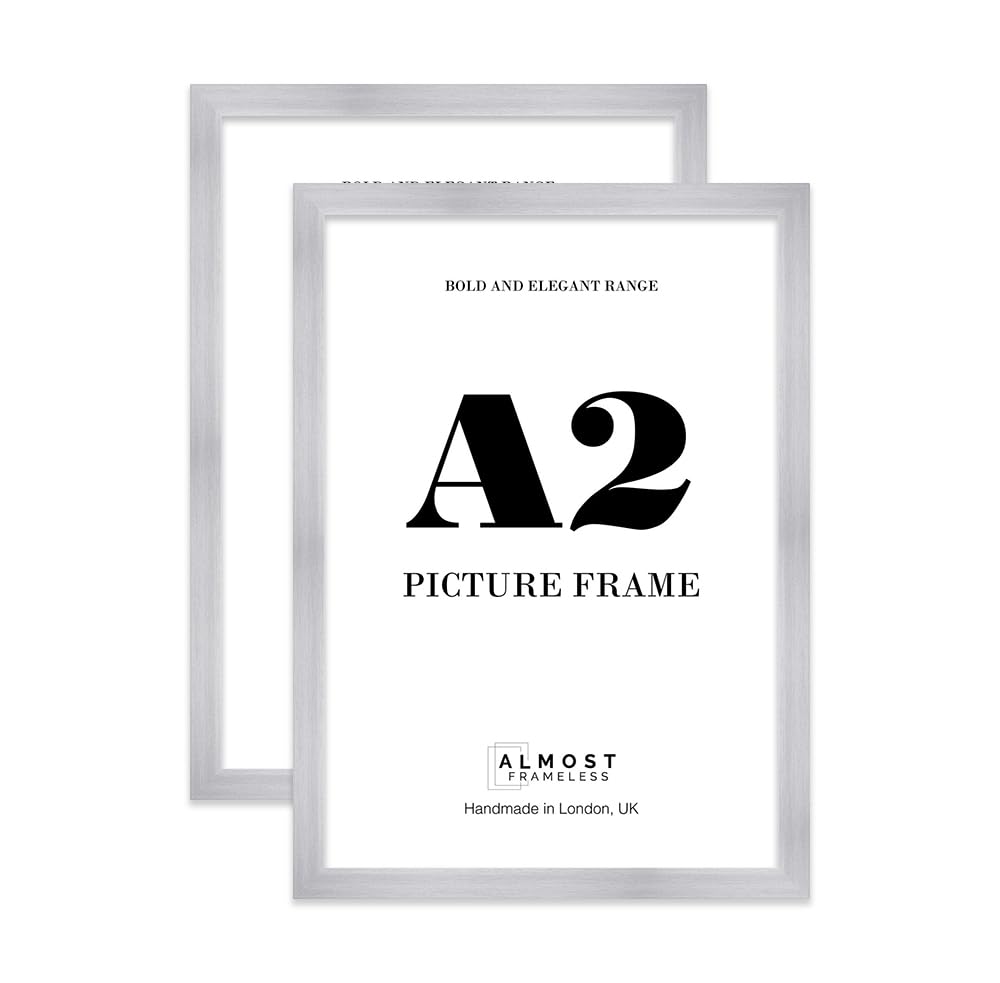 A2 Picture Frame, Display A2 Pictures (42 x 59.4cm - 16.5 x 23.4in) Picture Frame for wall Display - Silver - 2 Pack