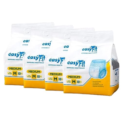 Image of Easyfit Unisex Adult Pull-Up Diapers, Medium (40 Count) | Leak-Proof, Overnight Protection with Wetness Indicator & Anti-Bacterial Core