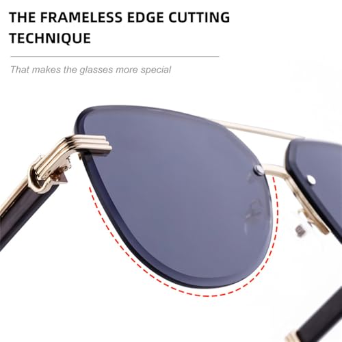 OWOISS-Oval Rimless Sunglasses Men Women Vintage Frameless Sun Glasses For Male Eyewear Shades UV4004