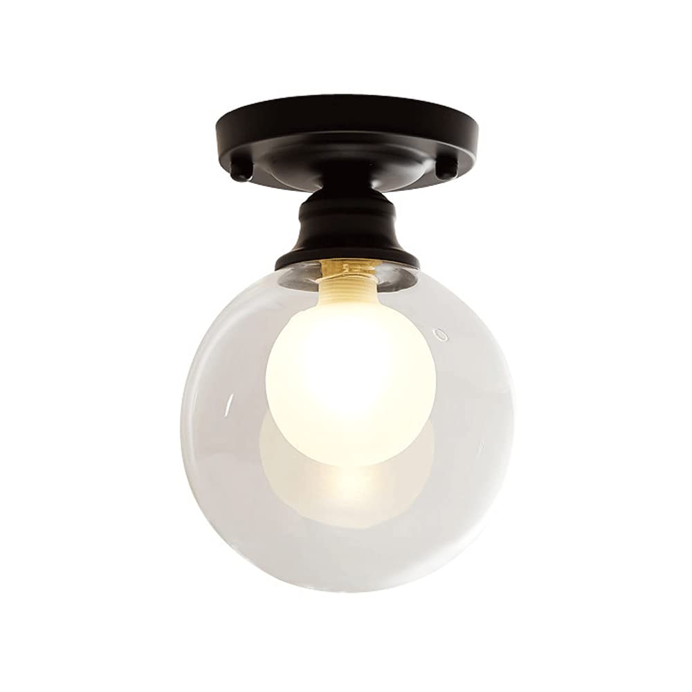 Chandelier Ceiling lamp Farmhouse 1-Light Flush Mount Ceiling Light Clear Glass Globe Black Finish For Hallway, Entryway, Passway, Bedroom, Garage, Kitchen, Balcony, Bulbs Not Included-A(Christmas Rei