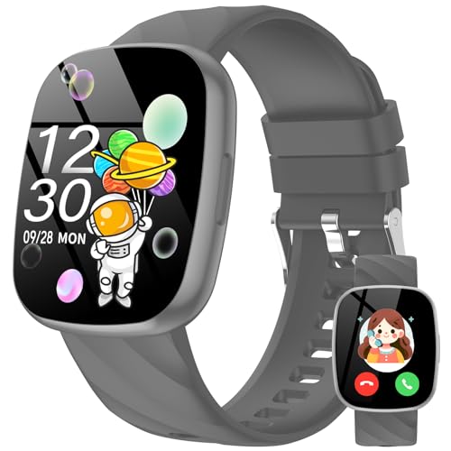 Ucani Reloj Inteligente Niños, Smartwatch Niño para y Niña con 100+ Modos Deporte, Monitor de Sueño, Podómetro, IP68, Despertador, Juegos 1.75' HD ulsera Actividad para niños 5-16 años Regalo, Gris