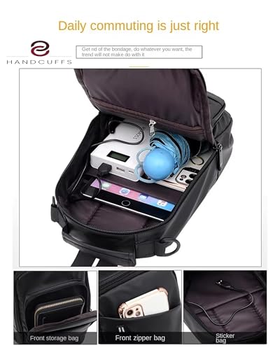 Image of Handcuffs Waterproof Polyester Slim Unisex Crossbody Sling Bag Chest Backpack Men's Shoulder Bag Leisure Travel Handbag Hard Shell Anti-Theft Chest Bag (Grey)