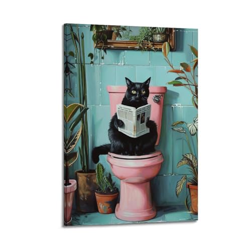 Poster mural chat noir WIZIGM avec cadre pour habiller facilement un mur blanc vide