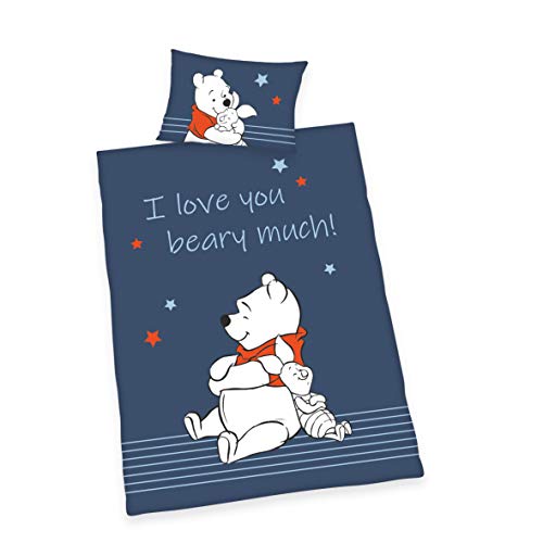 Herding Disneys Winnie Puuh Bettwäsche-Set, Wendemotiv, Mit leichtläufigem Reißverschluss, Bettbezug 100 x 135 cm, Kopfkissenbezug 40 x 60 cm,...