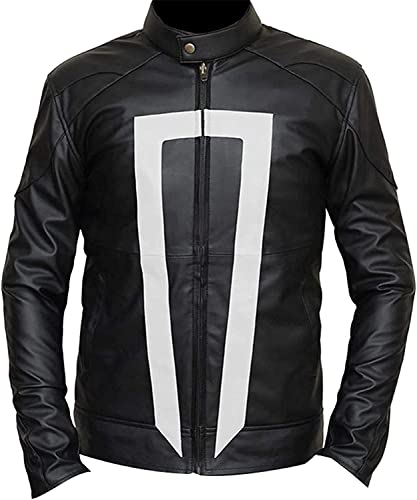 Veste en cuir noir pour homme Ghost Biker Agents of R.I.D.E.R, Noir - Cuir synthétique., XXXL Cover