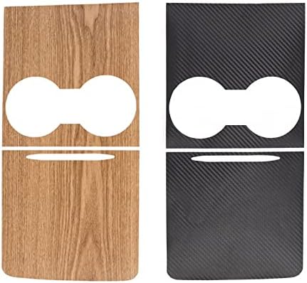 FLAMPETUS 2-Piece Center Console Wrap for Tesla Mode 3 Model Y, Wooden Grain Pattern and Carbon Fiber Pattern Included