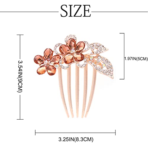 Bohend Rhinestone Hair Comb Flower Crystal Hairpieces Wedding Hair Accessories Jewelry For Women And Girls (Champagne) #TOP6