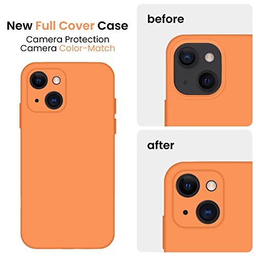 Image of FireNova Designed for iPhone 13 Case, Silicone Upgraded [Camera Protection] Phone Case, Soft Anti-Scratch Microfiber Lining Inside, 6.1 inch, Kumquat
