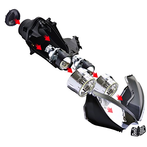 Kt Headlight Assembly For R6 2003-2005 Red Demon Eyes Angel Eyes Custom Modified Motorcycle Front Head Lamp Dual High/Low Beam Sportbike Drl #TOP6