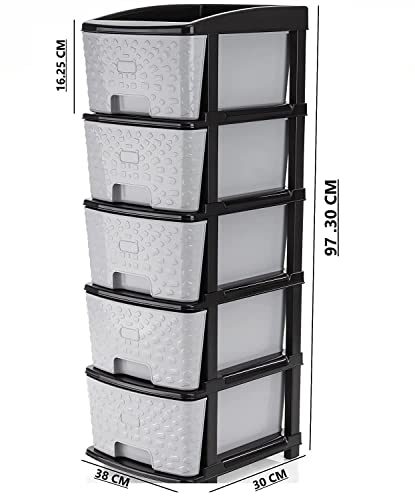 Image of Sweese 5-XL Drawer Multipurpose Drawer Plastic Modular Chest Storage Organizer Home, Office, Parlor, School, Doctors, Home and Kids(Dimension-30cmx38cmx97.30cm) (5XL)