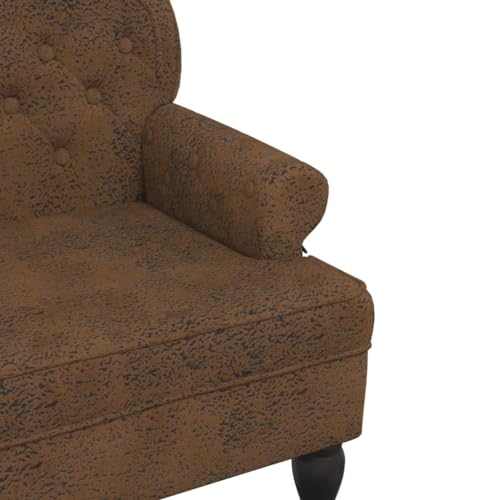 Banc avec dossier marron aspect daim 119cm en bois d'hévéa - 7