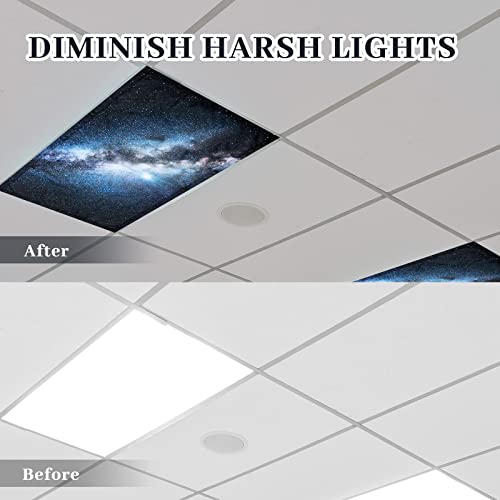 Image of Hortsun 4 Pack 4 x 2 Feet Fluorescent Light Covers, Magnetic Light Filters for Classroom Ceiling, Decorative Lights Shade for Office Home Hospital(Galaxy)