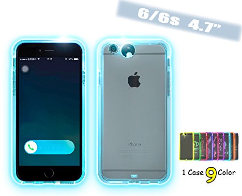 Feceir Apple iPhone 6/6S Case - Creative LED Light up Incoming Call Flash Cover, LED Flash Case 9 Color in 1 Case Anti-Scratch Clear Back Case (4.7