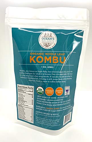 Ocean's Balance Organic Whole Leaf Kombu - 1 Ounce - Maine Coast Seaweed
