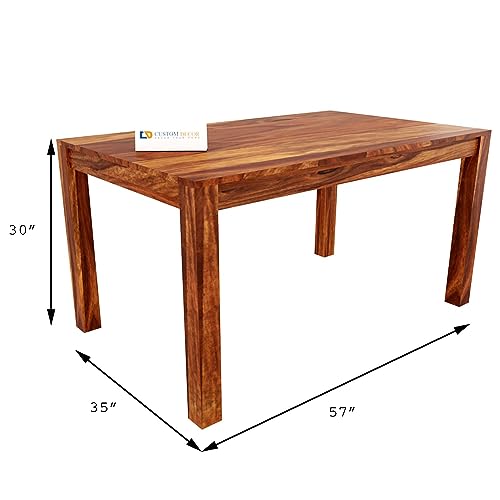 Image of RECTART Sheesham Wood Wooden Dining Set 6 Seater | Dining Table with Chairs | Natural Honey Finish (6 Seater Honey Finish 2)