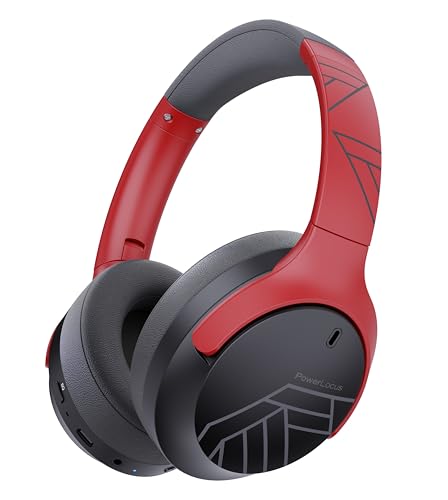 Image of PowerLocus Bluetooth Headphones Over Ear, 60H Playtime, 4 EQ Modes Wireless Headphones with Microphone, Hi-Fi Stereo Deep Bass Foldable Headphone, Soft Foam Ear Cups,Fast Charging for Travel /PC /Phones
