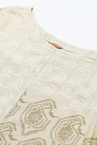Image of W for Woman Women's Rayon Regular Fit Asymmetric Paisley Print Kurta in Boat Neck