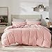 Bedsure Funda Nordica Cama 150/135 Rosa - Juego de Funda Edredón 150x200 con 2 Fundas de Almohada 40x75cm de Microfibra y Suave, 220x230 cm