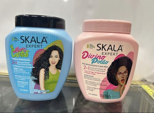 SKALA Expert, Set de Tratamiento Capilar, Crema para Cabello Rizado, 2 Unidades de 1000g, Azul y Rosa