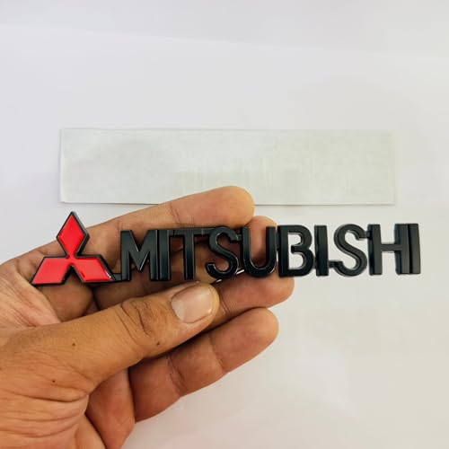 Image of Emblems for Car & Bike Metal Lo.go and Grill Me.tal Lo.go, Auto Accessories for Car Emblem 3D Badge Auto Racing Sport Sticker Grand Tourer Decal. (Black Mitsubishi Logo)