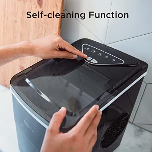 Silonn Ice Maker Countertop, 9 Cubes Ready in 6 Mins, 26lbs in 24Hrs, Self-Cleaning Ice Machine with Ice Scoop and Basket, 2 Sizes of Bullet Ice for Home Kitchen Office Bar Party - 5