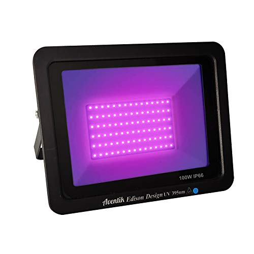 Aventik Edison Design Outdoor UV LED Shooting Lights IP66 Water-Proof 5M 395-400nm Ultraviolet Long lifespan for Party Garden Stage Landscape Decoration (100W)