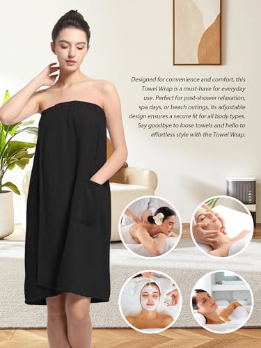 Image of Women'S Soft Wrap Towel Full Length,Bath Robe After Shower Female Plush Long,Spa Bathrobes Lightweight With Pockets
