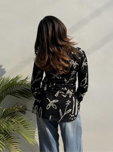 Image of FELISIA Women's Full Sleeves Rayon Printed Square Neck Short Kurti, Bell Sleeves, Short Kurti for Women, Stylish Ethnic Top, Daily Casual Western & Office wear