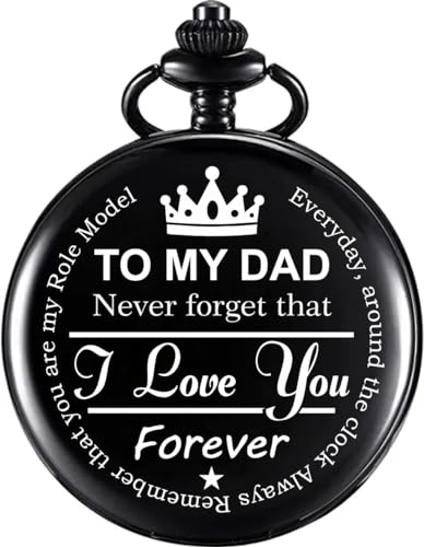 Image of Vintage Gandhi Style Pocket Watch with Engraved Designs & Messages Royal Black Analog for Men Women & Kids Includes Key Ring for car or Bike Keys Ideal Gift