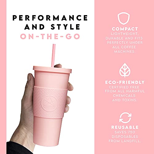 Neon Kactus Double Walled Tumblers | Acrylic Tumbler With Lid And Straw | Insulated Tumbler Cup With Food Grade Silicone Sleeve | For Hot & Cold Drinks | Leakproof, Reusable | Pink Flamingo, 22Oz #TOP4