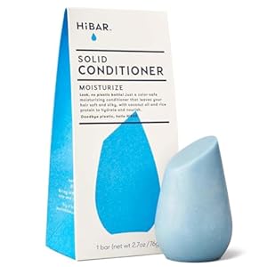 HiBAR – Moisturize Conditioner Bar – For Dry, Frizzy Hair – Deeply Nourishing & Hydrating – With Coconut Oil, Cocoa Butter, Rice Protein, & Vitamin B5 -Soap, Plastic & Sulfate-Free -Vegan -1 Solid Bar