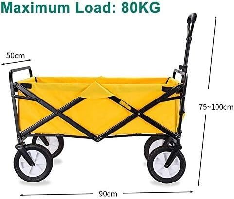 VejiA Bollerwagen, zusammenklappbar, Stabiler Stahlrahmen, Garten, Einkaufen, Campingwagen, Strandwagen, Familien-Reisewagen für draußen, mit 4 Stran – Bild 3
